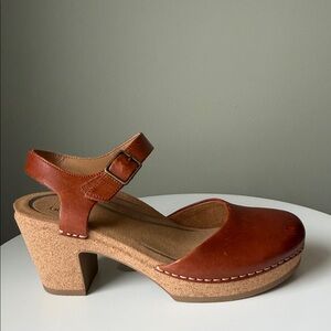 Aetrex Finley Leather Platform Sandals Hook &loop Closure Orthotic Footbed